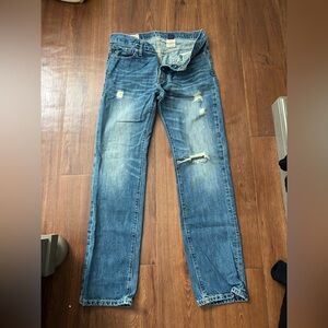 Abercrombie & Fitch Men's Distressed Light Blue Straight Jeans